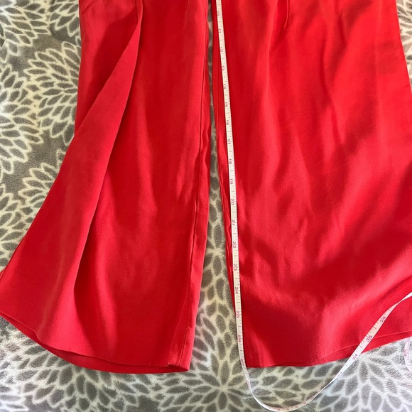 Ann Taylor Red Wide Leg Sailor Pants sz 10 Petite Button Front High Waist Office - Picture 7 of 10